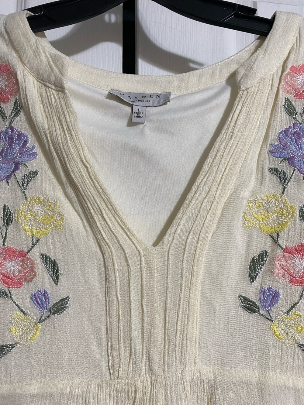 Hayden cream floral gauze lined dress size LARGE - Picture 4 of 15